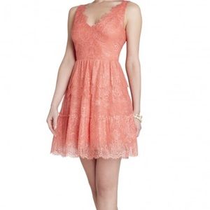 BCBGMAXAZRIA Willa lace dress in pink coral